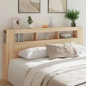 Cabecero LED madera ingeniería roble Sonoma 200x18,5x103,5 cm de , Cabeceros y pies de cama - Ref: Foro24-837367, Precio: 91,...