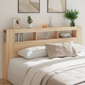 Cabecero LED madera ingeniería roble Sonoma 200x18,5x103,5 cm de , Cabeceros y pies de cama - Ref: Foro24-837367, Precio: 92,...