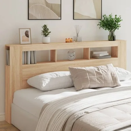 Cabecero LED madera ingeniería roble Sonoma 200x18,5x103,5 cm de , Cabeceros y pies de cama - Ref: Foro24-837367, Precio: 91,...
