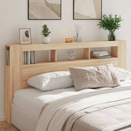 LED-Kopfteil aus Holzwerkstoff Sonoma-Eiche 200 x 18,5 x 103,5 cm von , Kopf- und Fußteile - Ref: Foro24-837367, Preis: 92,48...