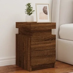 Bedside table with LED lights brown oak 35x39x55 cm by , Nightstands - Ref: Foro24-836761, Price: 60,60 €, Discount: %
