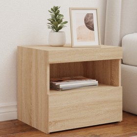 Mesitas de noche con luces LED 2 uds roble Sonoma 50x40x45 cm de , Mesitas de noche - Ref: Foro24-836768, Precio: 79,56 €, De...