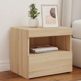 Mesitas de noche con luces LED 2 uds roble Sonoma 50x40x45 cm de , Mesitas de noche - Ref: Foro24-836768, Precio: 78,70 €, De...