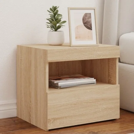 Bedside tables with LED lights 2 pcs Sonoma oak 50x40x45 cm by , Nightstands - Ref: Foro24-836768, Price: 78,70 €, Discount: %