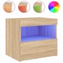 Bedside tables with LED lights 2 pcs Sonoma oak 50x40x45 cm by , Nightstands - Ref: Foro24-836768, Price: 80,57 €, Discount: %