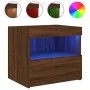 Bedside table with LED lights brown oak 50x40x45 cm by , Nightstands - Ref: Foro24-836775, Price: 48,61 €, Discount: %