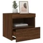 Bedside table with LED lights brown oak 50x40x45 cm by , Nightstands - Ref: Foro24-836775, Price: 48,61 €, Discount: %