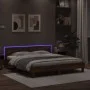 Oak brown headboard bed frame and LED lights 200x200 cm by , Beds and slatted bases - Ref: Foro24-3207524, Price: 177,95 €, D...