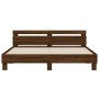 Estructura de cama cabecero y luces LED marrón roble 200x200 cm de , Camas y somieres - Ref: Foro24-3207524, Precio: 180,70 €...
