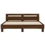 Oak brown headboard bed frame and LED lights 200x200 cm by , Beds and slatted bases - Ref: Foro24-3207524, Price: 177,95 €, D...