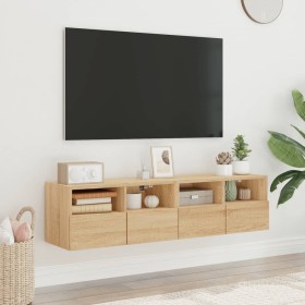 Muebles de TV de pared 2 uds madera roble Sonoma 60x30x30 cm