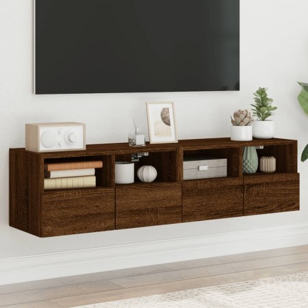 TV-Wandmöbel 2 Stück braunes Eichenholz 60x30x30 cm von , TV-Möbel - Ref: Foro24-836867, Preis: 74,58 €, Rabatt: %