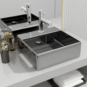 Sink with overflow 41x41x15 cm ceramic silver by vidaXL, Sinks - Ref: Foro24-143477, Price: 69,01 €, Discount: %