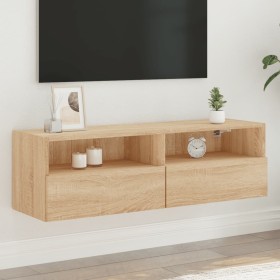 Mueble de pared TV madera ingeniería roble Sonoma 100x30x30 cm