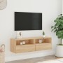Sonoma oak engineered wood TV wall cabinet 100x30x30 cm by , TV Furniture - Ref: Foro24-836886, Price: 62,09 €, Discount: %