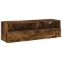 Engineered wood TV wall cabinet smoked oak 100x30x30 cm by , TV Furniture - Ref: Foro24-836890, Price: 60,97 €, Discount: %