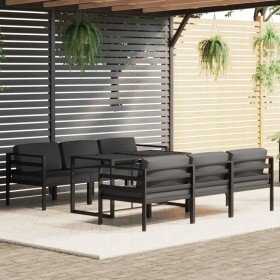Set muebles de jardín 7 pzas y cojines aluminio gris antracita en Conjuntos de jardín | Comprar online en Foro24