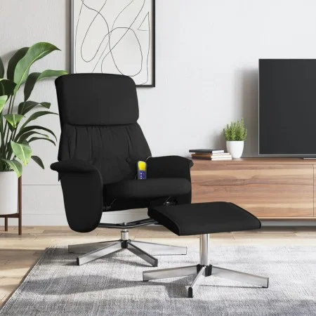 Sillón reclinable de masaje con reposapiés tela negro de , Sillones - Ref: Foro24-356680, Precio: 151,14 €, Descuento: %