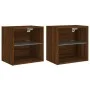 Wall bedside tables with LED lights 2 units brown oak by , TV Furniture - Ref: Foro24-837077, Price: 56,17 €, Discount: %