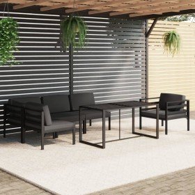 Set muebles de jardín 6 pzas y cojines aluminio gris antracita en Conjuntos de jardín | Comprar online en Foro24
