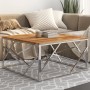 Mesa de centro acero inoxidable plateado y madera maciza acacia de , Mesas de centro - Ref: Foro24-349951, Precio: 153,07 €, ...