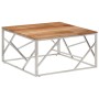 Mesa de centro acero inoxidable plateado y madera maciza acacia de , Mesas de centro - Ref: Foro24-349951, Precio: 153,07 €, ...
