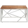 Mesa de centro acero inoxidable plateado y madera maciza acacia de , Mesas de centro - Ref: Foro24-349951, Precio: 153,07 €, ...