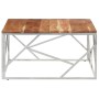 Mesa de centro acero inoxidable plateado y madera maciza acacia de , Mesas de centro - Ref: Foro24-349951, Precio: 153,07 €, ...