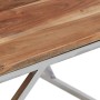 Mesa de centro acero inoxidable plateado y madera maciza acacia de , Mesas de centro - Ref: Foro24-349951, Precio: 153,07 €, ...