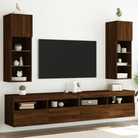 Muebles de TV con luces LED 2 uds marrón roble 30,5x30x90 cm de , Muebles TV - Ref: Foro24-837014, Precio: 95,47 €, Descuento: %