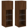 TV cabinets with LED lights 2 pcs oak brown 30.5x30x90 cm by , TV Furniture - Ref: Foro24-837014, Price: 97,07 €, Discount: %