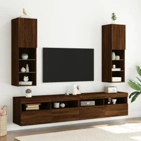 TV-Schränke mit LED-Leuchten 2 Stück Eiche braun 30,5x30x102 cm von , TV-Möbel - Ref: Foro24-837028, Preis: 99,57 €, Rabatt: %