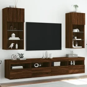 TV-Schränke mit LED-Leuchten 2 Stück Eiche braun 40,5x30x90 cm von , TV-Möbel - Ref: Foro24-837056, Preis: 105,51 €, Rabatt: %