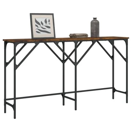 Smoked oak engineered wood console table 140x29x75 cm by , Side tables - Ref: Foro24-837759, Price: 48,39 €, Discount: %