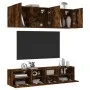 Wall TV cabinets 5 pieces engineered wood smoked oak by , TV Furniture - Ref: Foro24-3216515, Price: 152,51 €, Discount: %