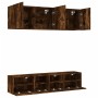 Wall TV cabinets 5 pieces engineered wood smoked oak by , TV Furniture - Ref: Foro24-3216515, Price: 154,61 €, Discount: %