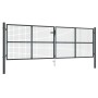 Puerta de jardín de malla acero galvanizado 400 x 125 cm gris en Puertas de jardín | Comprar online en Foro24
