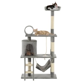 Rascador para gatos con poste de sisal 140 cm gris