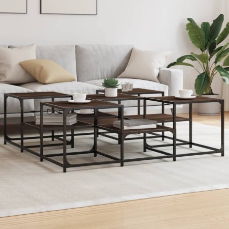Brown oak engineered wood coffee table 121x121x40 cm by , Coffee table - Ref: Foro24-839072, Price: 72,50 €, Discount: %