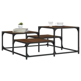 Brown oak engineered wood coffee table 87.5x87.5x40 cm by , Coffee table - Ref: Foro24-837746, Price: 42,73 €, Discount: %