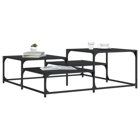 Black engineered wood coffee table 107x107x40 cm by , Coffee table - Ref: Foro24-837752, Price: 52,05 €, Discount: %