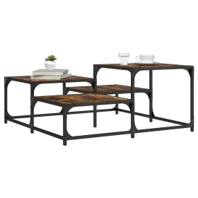 Smoked oak engineered wood coffee table 87.5x87.5x40 cm by , Coffee table - Ref: Foro24-837744, Price: 41,25 €, Discount: %