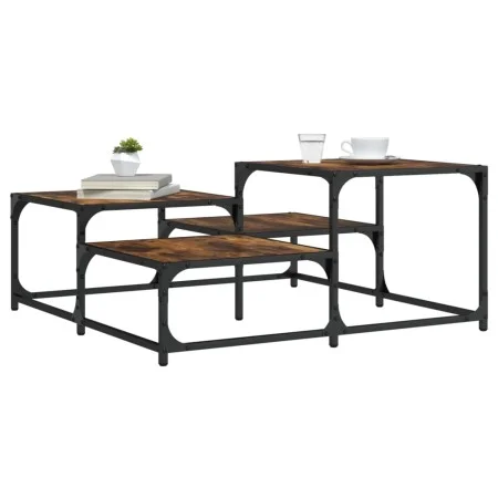 Smoked oak engineered wood coffee table 87.5x87.5x40 cm by , Coffee table - Ref: Foro24-837744, Price: 41,25 €, Discount: %