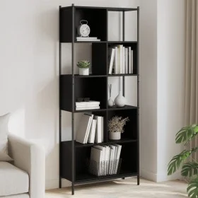 Black engineered wood shelf 72x28x172 cm by , Bookcases and shelves - Ref: Foro24-3213652, Price: 97,51 €, Discount: %