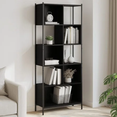 Black engineered wood shelf 72x28x172 cm by , Bookcases and shelves - Ref: Foro24-3213652, Price: 97,50 €, Discount: %