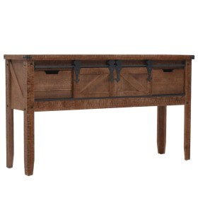 Mesa consola de madera de abeto maciza marrón 131x35,5x75 cm