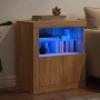 Sideboard with LED lights Sonoma oak 60.5x37x67 cm by , Sideboards - Ref: Foro24-836618, Price: 64,77 €, Discount: %