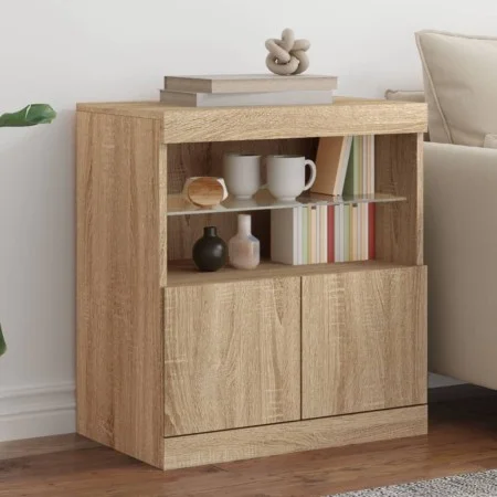 Sideboard with LED lights Sonoma oak 60x37x67 cm by , Sideboards - Ref: Foro24-836653, Price: 68,68 €, Discount: %