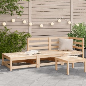 Sofá de jardín con reposapiés 2 plazas madera maciza de pino