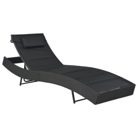 Sonnenliege aus synthetischem Rattan und schwarzem Textilene von vidaXL, Liegen - Ref: Foro24-44896, Preis: 124,82 €, Rabatt: %
